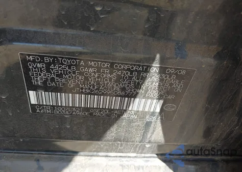 2009 Lexus Is 250 from USA, damaged, VIN JTHBK262995088777